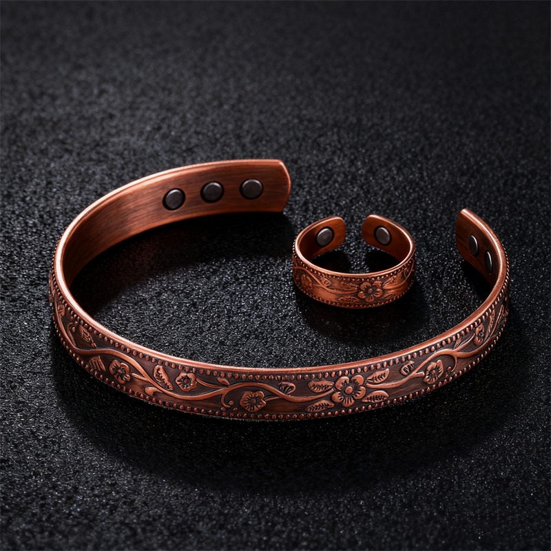 Health Wellness Gifts For Men - Magnetic Copper Therapy Bracelet Cuff and