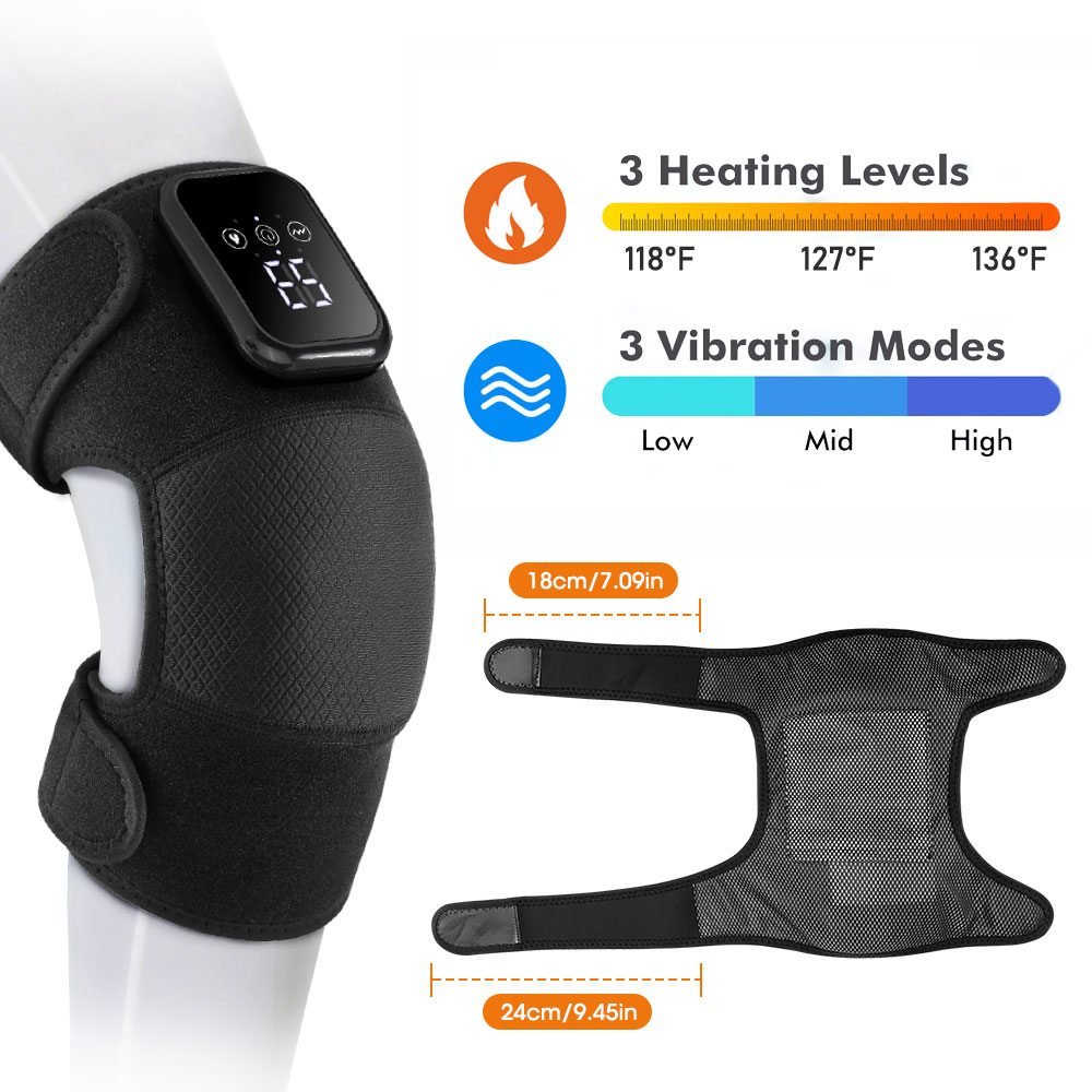 Compression Knee Sleeve - Vibration Massage Knee Pad Heating Wrap
